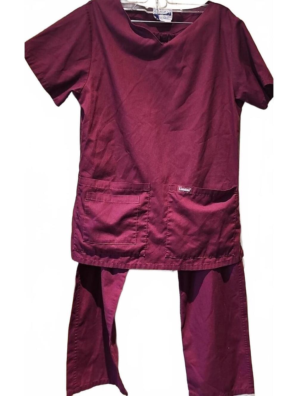 Landau Essentials Women's Maroon Scrub Set Size S